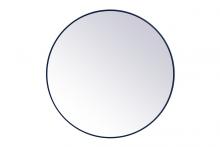 Elegant MR4845BL - Metal Frame Round Mirror 45 Inch in Blue
