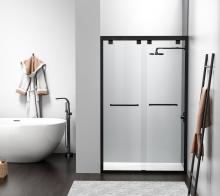 Elegant SD303-4876MBK - Semi-frameless Shower Door 48x76 Matte Black