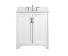Elegant VF17030WH-BS - 30 Inch Single Bathroom Vanity in White with Backsplash