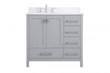 Elegant VF18836GR-BS - 36 Inch Single Bathroom Vanity in Gray with Backsplash