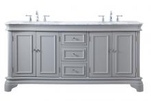Elegant VF52072DGR - 72 Inch Double Bathroom Vanity Set in Grey