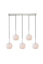 Elegant LD2229C - Baxter 5 Lights Chrome Pendant With Frosted White Glass