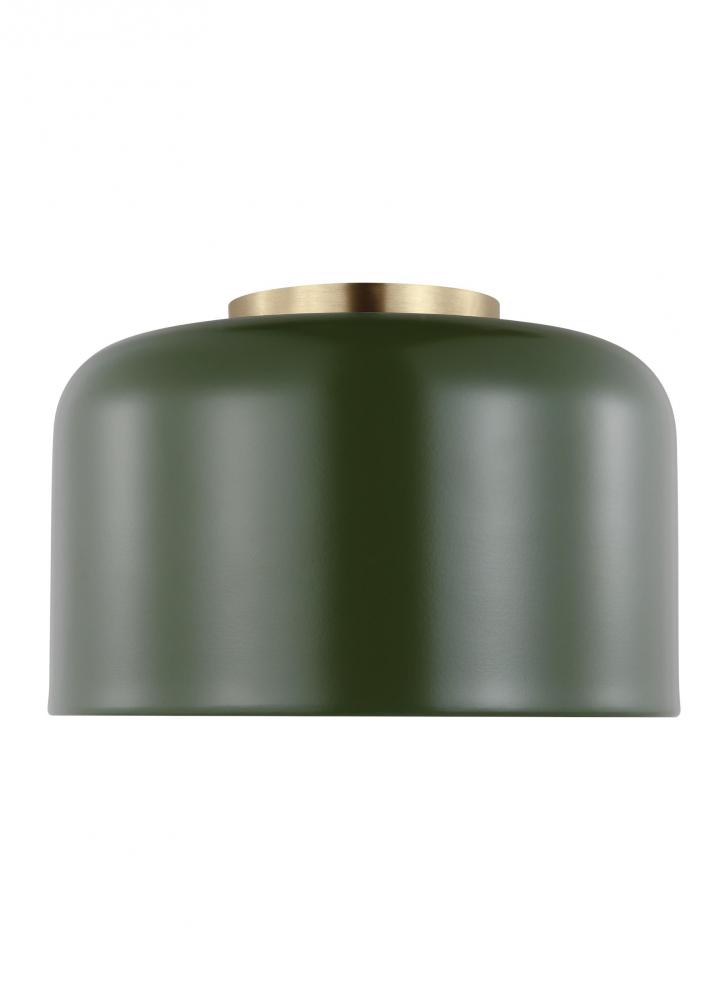 Malone transitional 1-light indoor dimmable small ceiling flush mount in olive finish with olive ste