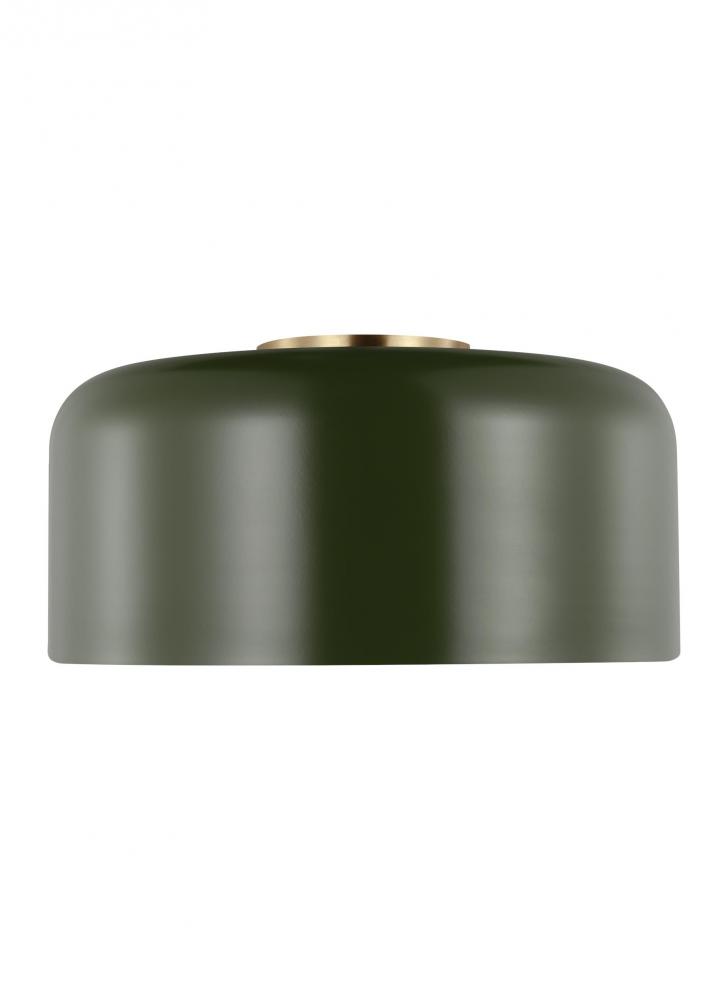 Malone transitional 1-light LED indoor dimmable medium ceiling flush mount in olive finish with oliv