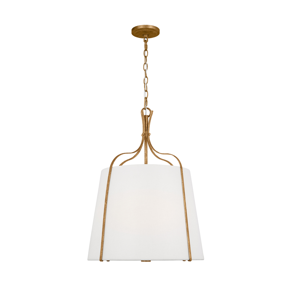 Leander transitional 3-light indoor dimmable medium hanging shade pendant in antique gild rustic gol
