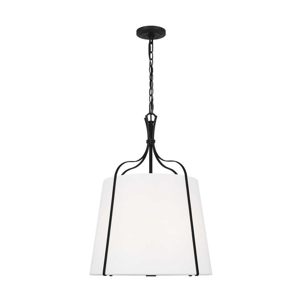 Leander transitional 3-light indoor dimmable medium hanging shade pendant in smith steel grey finish