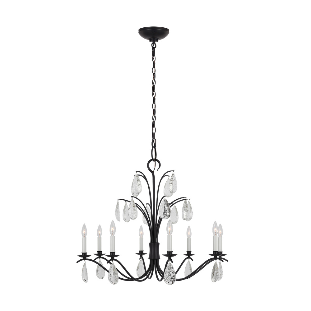 Shannon traditional 8-light indoor dimmable large ceiling chandelier in aged iron grey finish with t