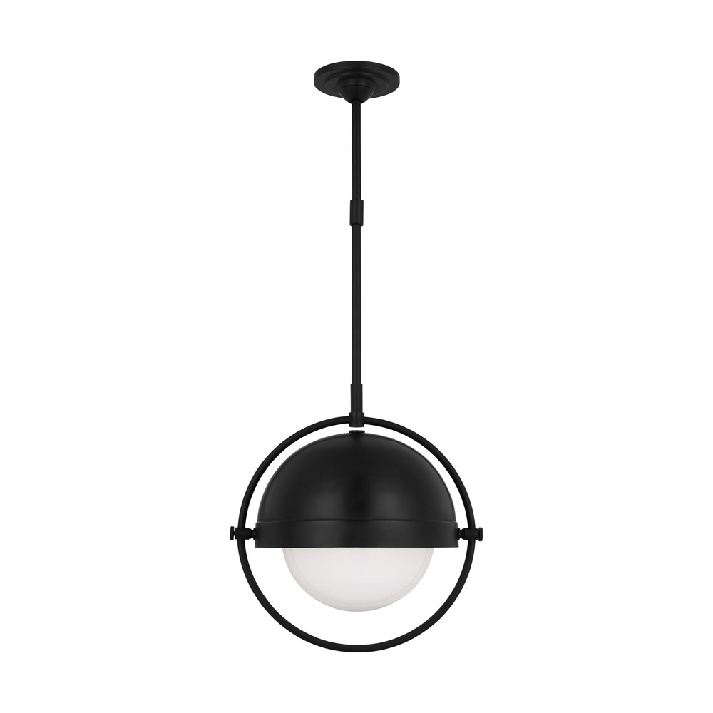 Bacall transitional 1-light indoor dimmable large ceiling hanging pendant in aged iron grey finish w