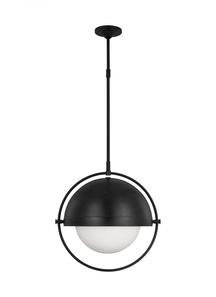 Bacall transitional 1-light indoor dimmable extra large ceiling hanging pendant in aged iron grey fi