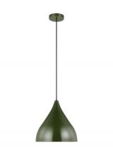 Visual Comfort & Co. Studio Collection 6645301-145 - Oden modern mid-century 1-light indoor dimmable medium pendant in olive finish with olive finish sha