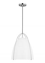 Visual Comfort & Co. Studio Collection 6651801EN3-05 - Norman modern 1-light LED indoor dimmable large ceiling hanging single pendant light in chrome silve
