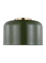 Visual Comfort & Co. Studio Collection 7505401-145 - Malone transitional 1-light indoor dimmable small ceiling flush mount in olive finish with olive ste
