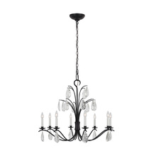 Visual Comfort & Co. Studio Collection CC1608AI - Shannon traditional 8-light indoor dimmable large ceiling chandelier in aged iron grey finish with t