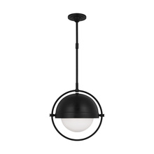 Visual Comfort & Co. Studio Collection TP1101AI - Bacall transitional 1-light indoor dimmable large ceiling hanging pendant in aged iron grey finish w