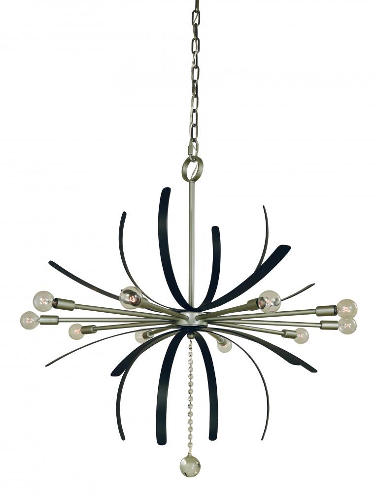 10-Light Satin Pewter With Matte Black Accents Victoria Chandelier