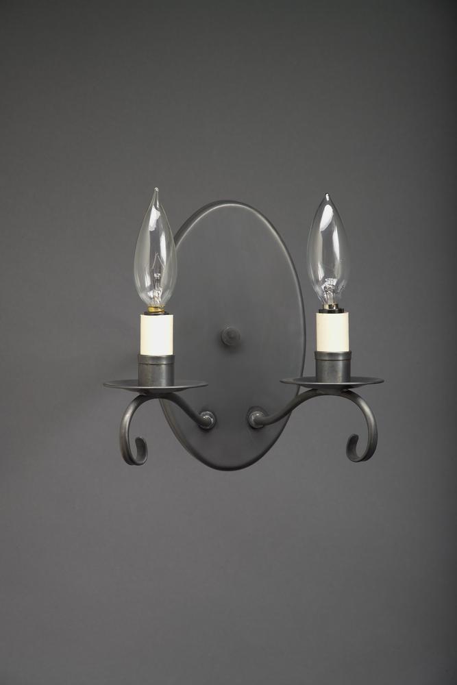 Wall Sconce 2 Down Curved Arms Antique Brass 2 Candelabra Socket