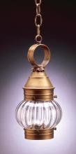 Northeast Lantern 2012-AB-MED-CSG - Onion Hanging No Cage Antique Brass Medium Base Socket Clear Seedy Glass