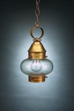 Northeast Lantern 2022-AB-MED-CSG - Onion Hanging No Cage Antique Brass Medium Base Socket Clear Seedy Glass