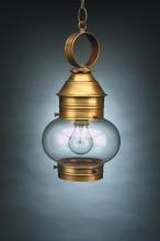 Northeast Lantern 2032-AB-MED-CSG - Onion Hanging No Cage Antique Brass Medium Base Socket Clear Seedy Glass