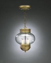 Northeast Lantern 2032G-AB-LT2-CSG - Onion Hanging No Cage With Galley Antique Brass 2 Candelabra Sockets Clear Seedy Glass