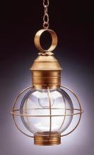 Northeast Lantern 2832-AC-MED-CSG - Caged Round Hanging Antique Copper Medium Base Socket Clear Seedy Glass