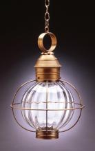 Northeast Lantern 2842-AC-MED-CSG - Caged Round Hanging Antique Copper Medium Base Socket Clear Seedy Glass