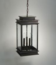 Northeast Lantern 8932-AB-LT3-CSG - Hanging Antique Brass 3 Candelabra Sockets Clear Seedy Glass