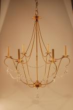 Northeast Lantern 959-AB-LT6-CRY - Hanging Antique Brass 6 Candelabra Sockets With Crystals