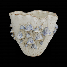 Currey 1200-0826 - Black Forest Mushrooms Medium Ivory Vase